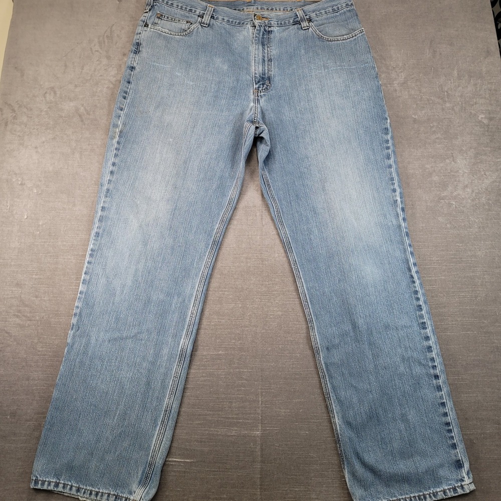 Carhartt Jeans Mens 40x34 Blue Relaxed Fit Light Wash Denim Workwear